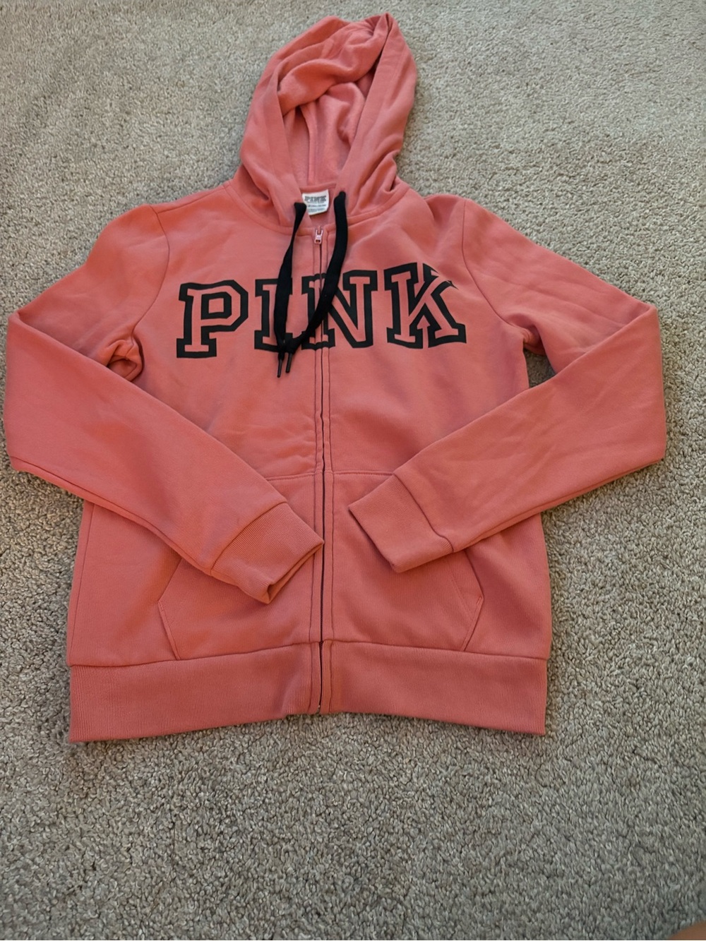 PINK Victoria's Secret Pink Zip Front Hoodie with Black Logo